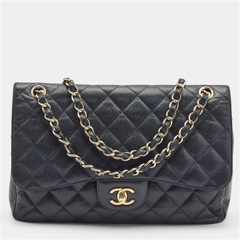 chanel classic caviar black|Chanel Classic Double Flap Quilted Caviar Gold.